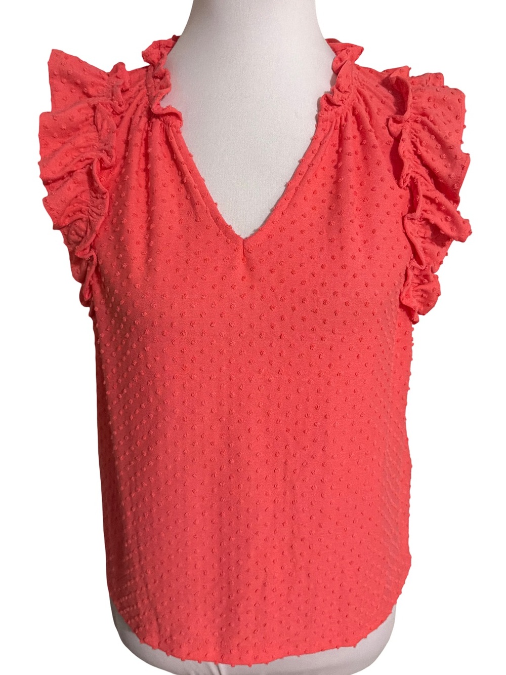 J. Crew Coral V-Neck Ruffle Sleeve Blouse